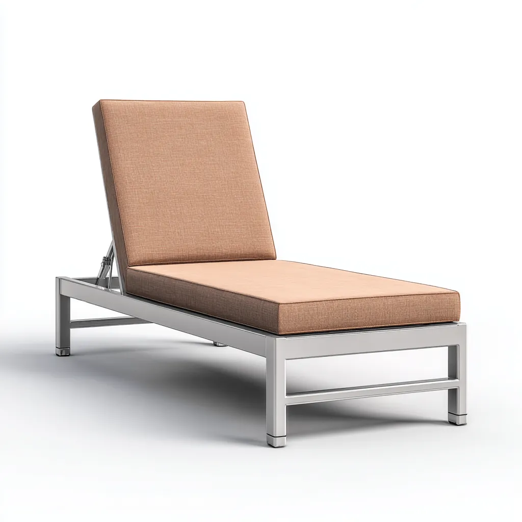 Chaise longue en aluminium 200x70x35 cm - argent - coussin beige - style moderne - usage extérieur-Interiorsta