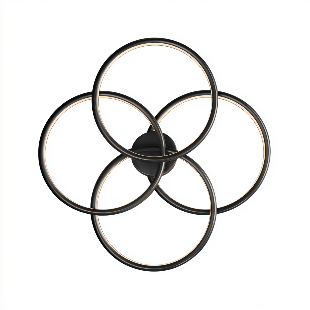 Plafonnier LED 4 anneaux - métal noir - design moderne-Interiorsta