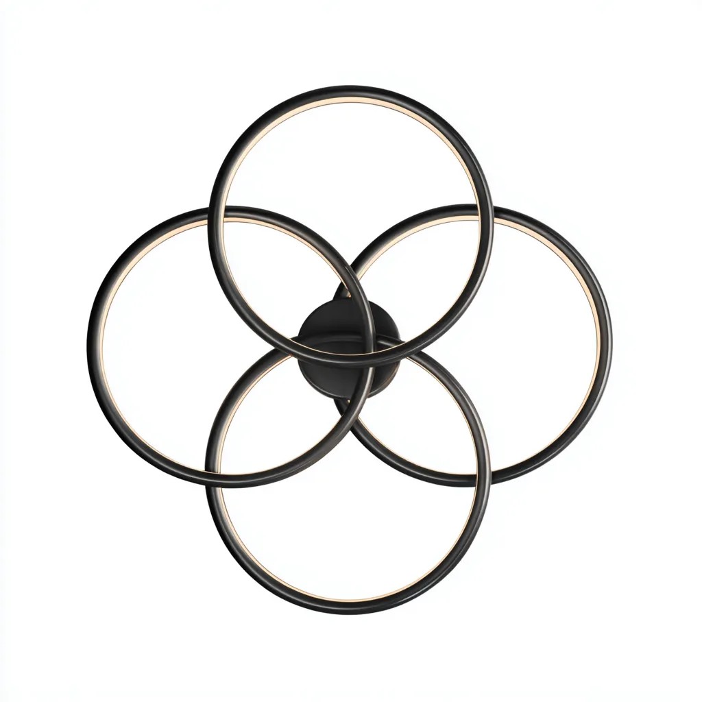 Plafonnier LED 4 anneaux - métal noir - design moderne-Interiorsta