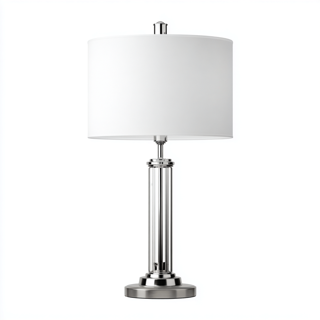 Lampe de table en métal 28x28x52 cm - argent-blanc - style moderne-Interiorsta