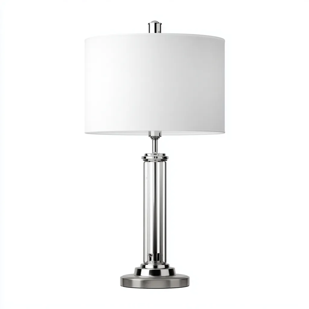 Lampe de table en métal 28x28x52 cm - argent-blanc - style moderne-Interiorsta