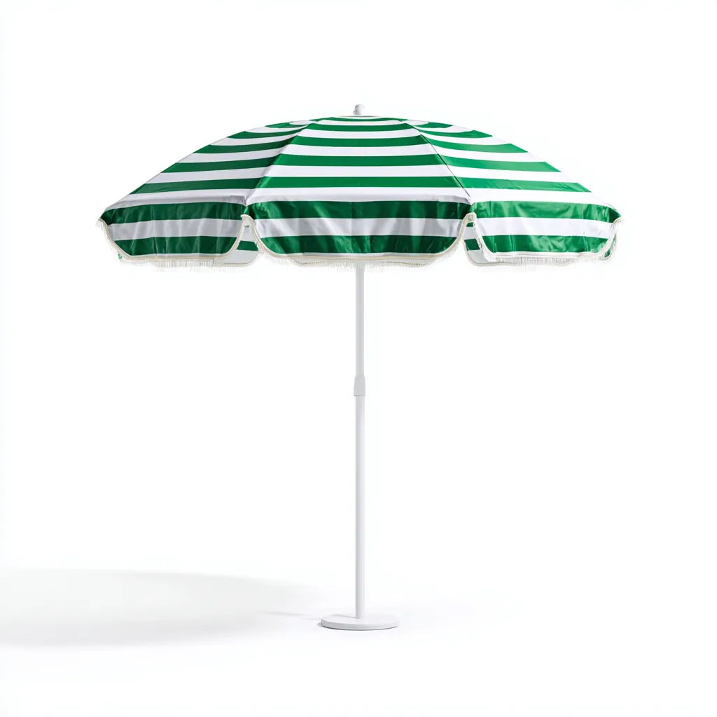 Parasol de jardin - aluminium et polyester - 200x200x220 cm - rayé vert et blanc - pour terrasse et jardin - design estival à franges-Interiorsta