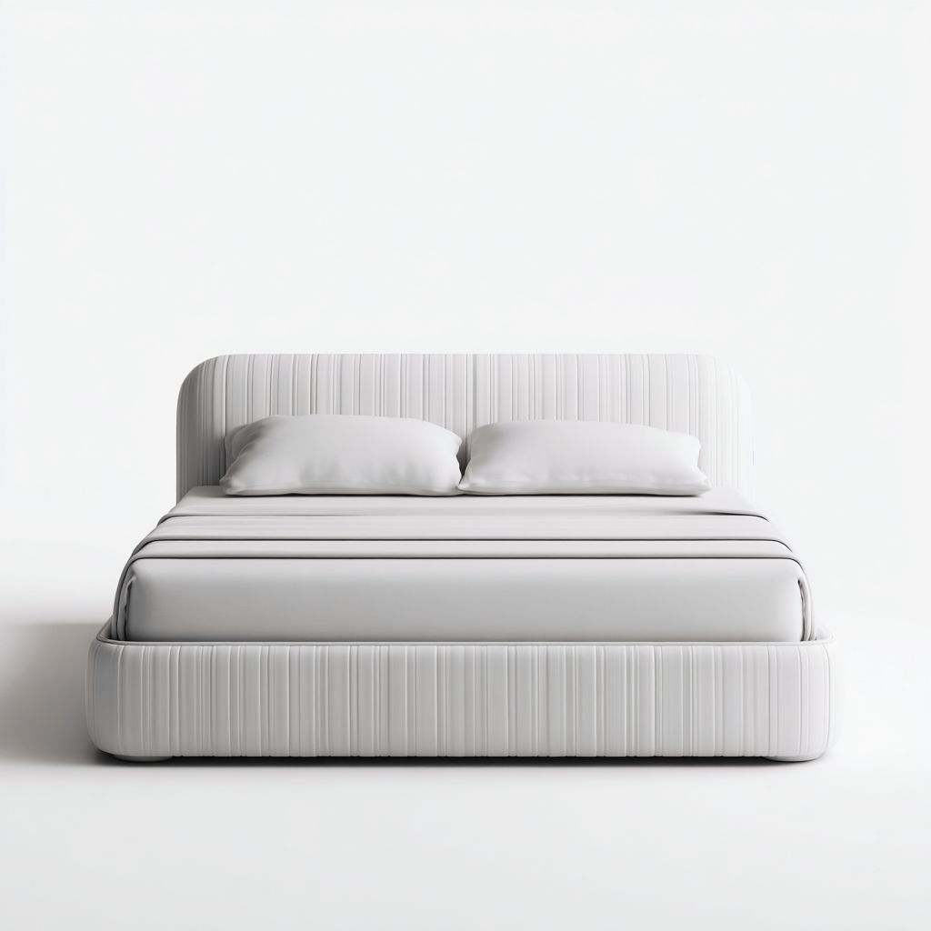 Lit double en tissu rembourré 200x180x95 cm - blanc - style moderne - adapté pour chambre-Interiorsta