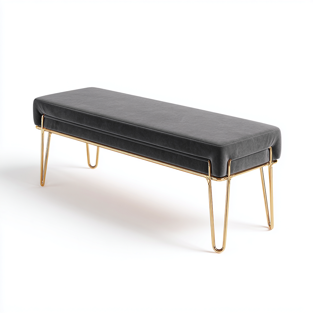 Banc de lit simili cuir 110x36x43 cm - gris - design moderne-Interiorsta