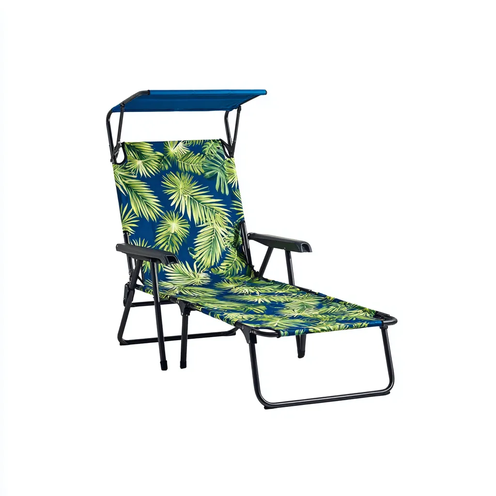 Chaise longue acier-tissu 182x60x118 cm - bleu-vert - usage extérieur-Interiorsta