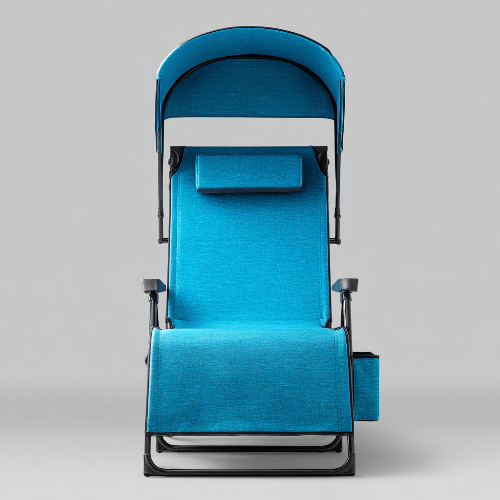 Chaise longue-acier-tissu 180x65x110 cm-bleu-extérieure-Interiorsta