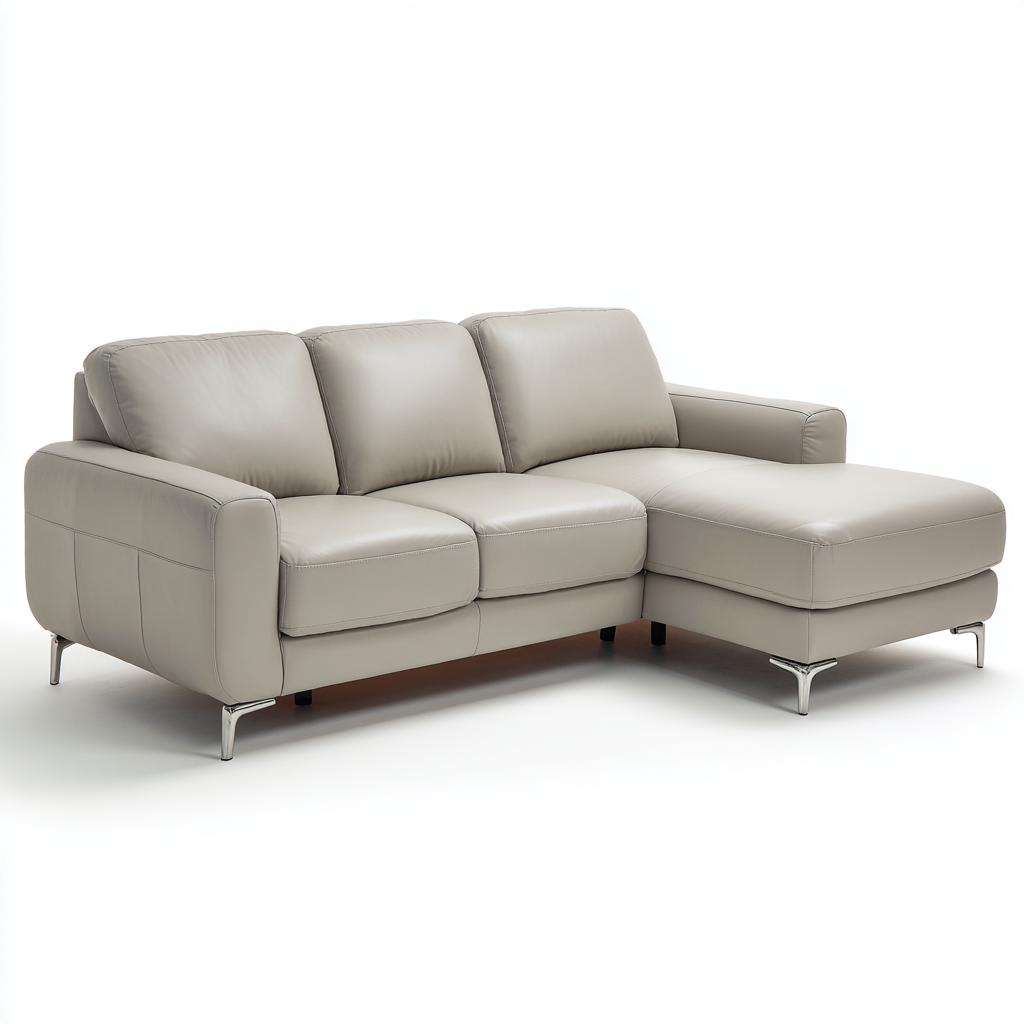 Canapé d'angle 265x160x85 cm - revêtement similicuir - gris clair - design moderne pour salon-Interiorsta