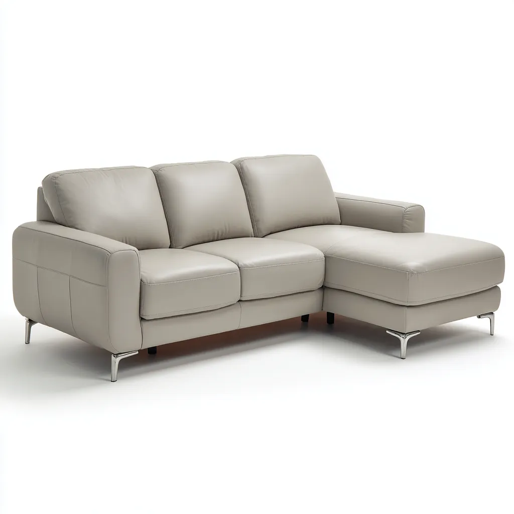 Canapé d'angle 265x160x85 cm - revêtement similicuir - gris clair - design moderne pour salon-Interiorsta