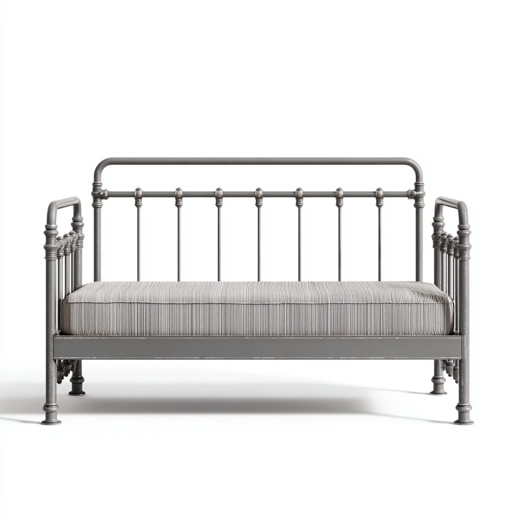 Canapé-lit structure métallique 209x100x95 cm - gris argenté - style vintage-Interiorsta