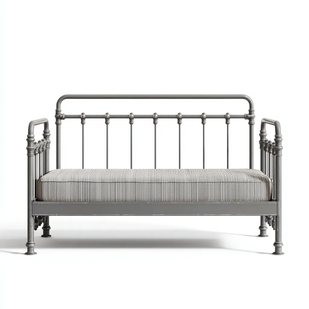 Canapé-lit structure métallique 209x100x95 cm - gris argenté - style vintage-Interiorsta