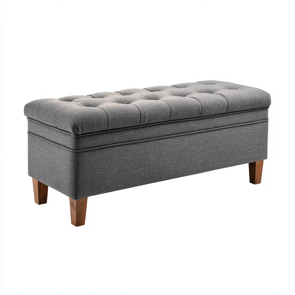 Banc de lit tissu-bois 100x40x45 cm - gris - design moderne-Interiorsta