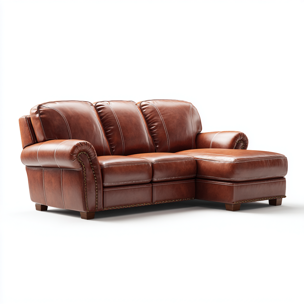 Canapé d'angle - cuir synthétique - 230x160x90 cm - brun - style classique-Interiorsta