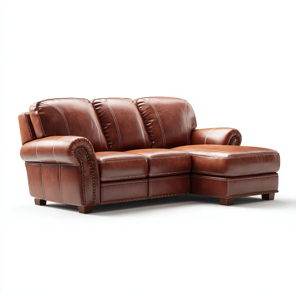 Canapé d'angle - cuir synthétique - 230x160x90 cm - brun - style classique-Interiorsta