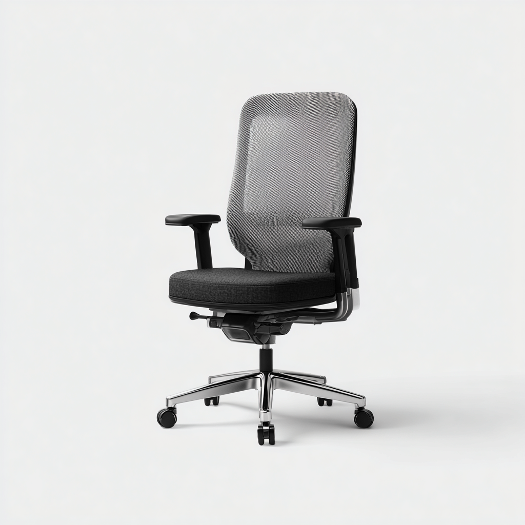 Chaise de bureau ergonomique tissu - mesh 65x65x115 cm noir - gris adaptée au bureau design moderne-Interiorsta