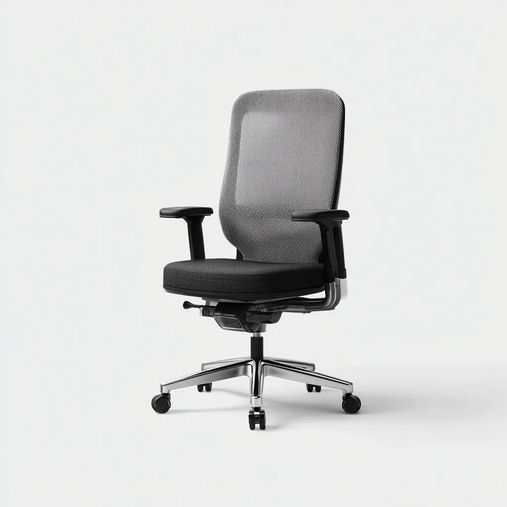 Chaise de bureau ergonomique tissu - mesh 65x65x115 cm noir - gris adaptée au bureau design moderne-Interiorsta