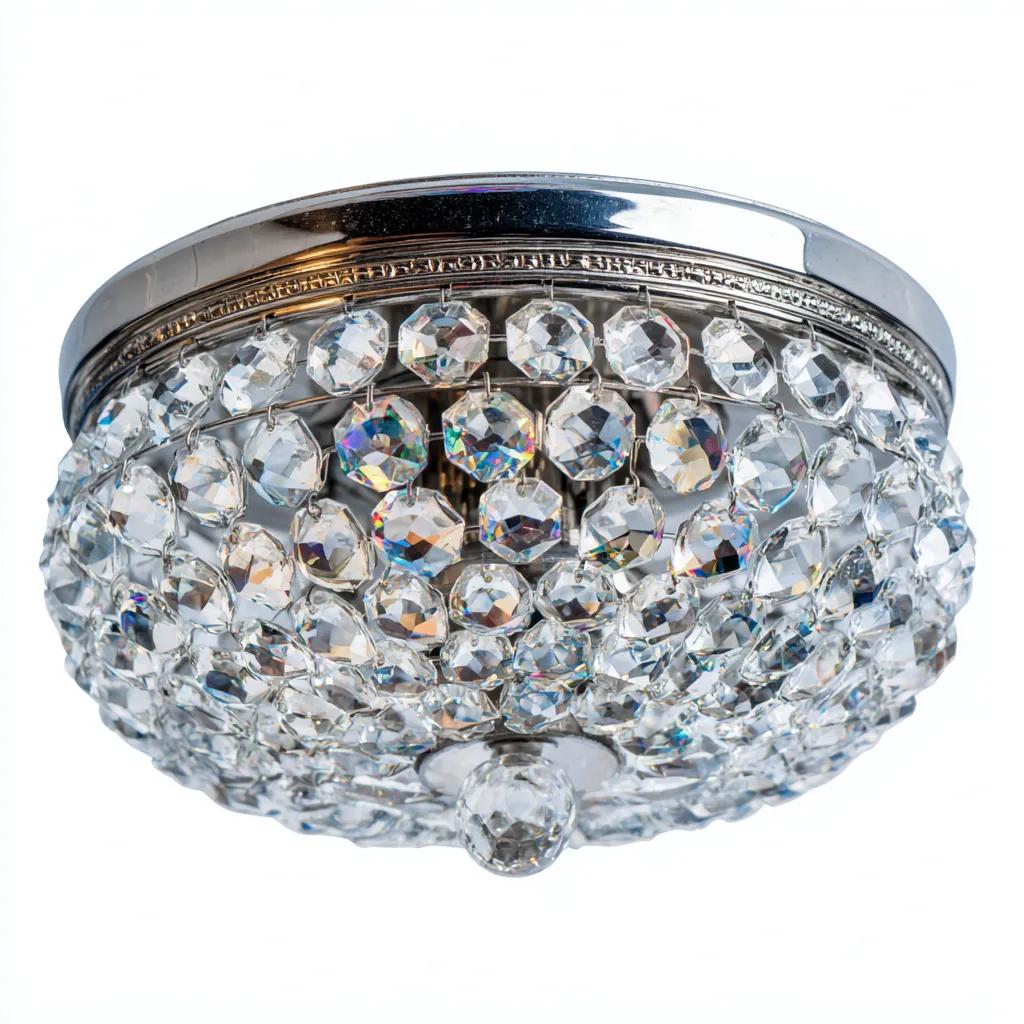 Plafonnier cristal 28x28 cm - chrome-translucide - éclairage décoratif - style classique-Interiorsta