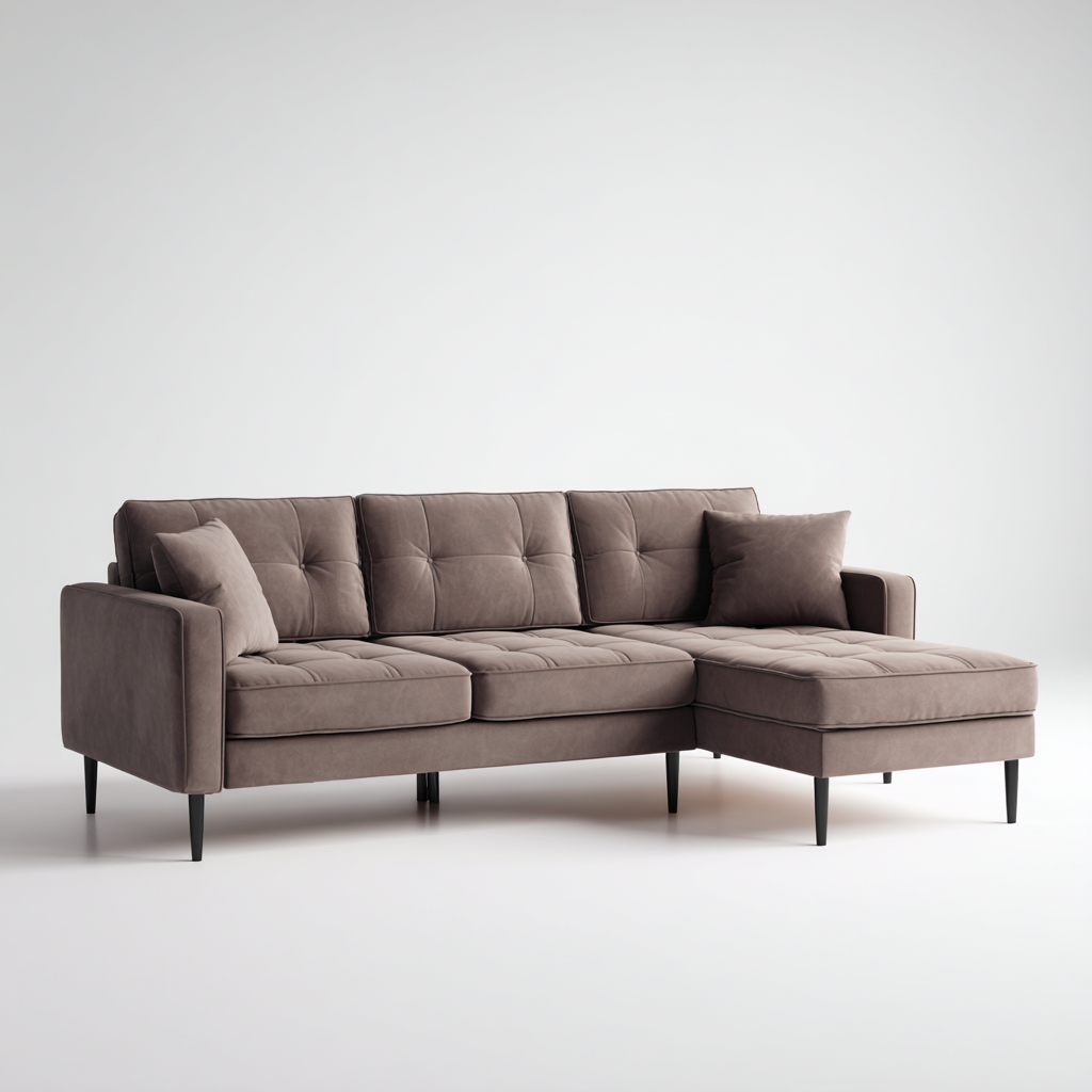 Canapé d'angle - tissu - 230x150x88 cm - marron clair - style contemporain-Interiorsta