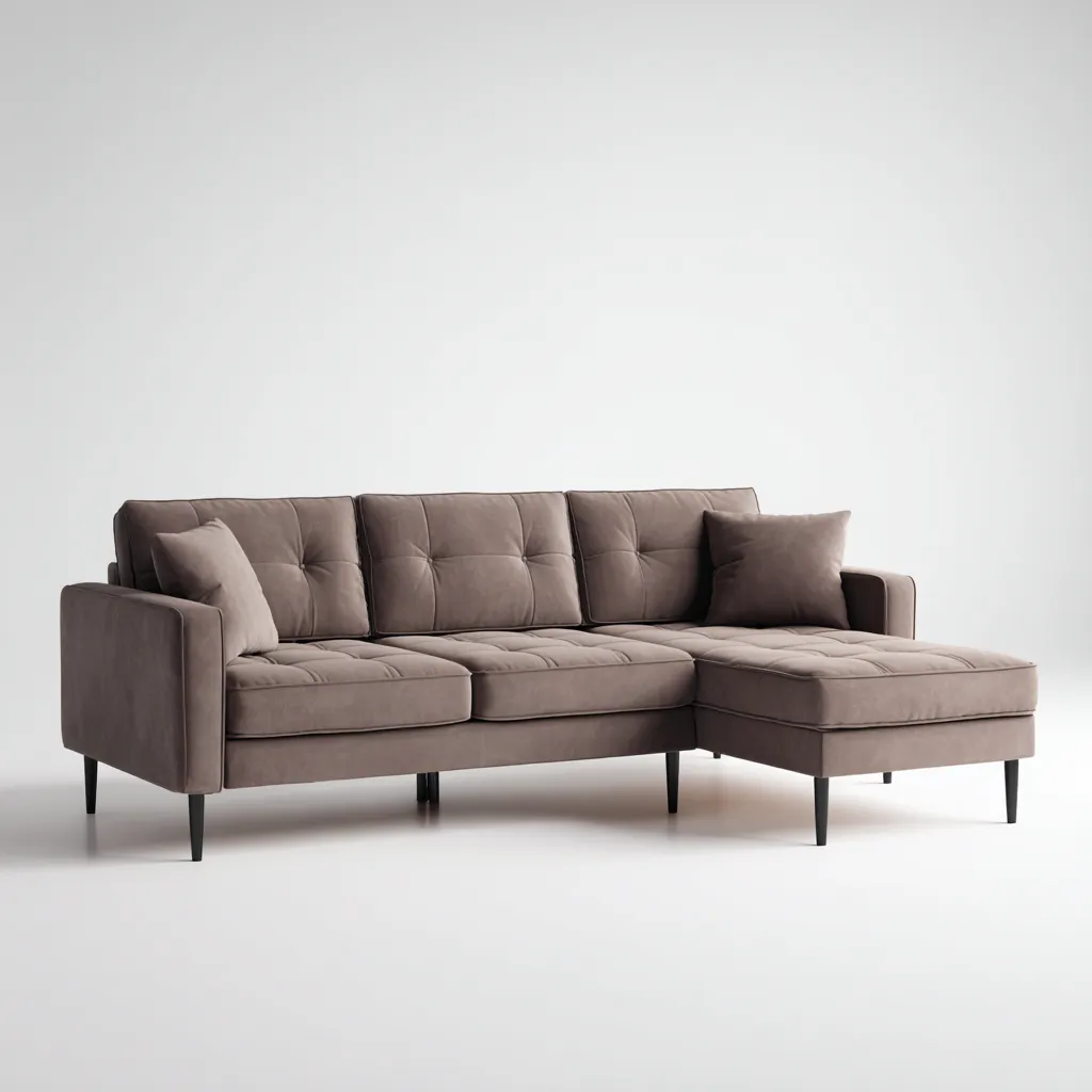 Canapé d'angle - tissu - 230x150x88 cm - marron clair - style contemporain-Interiorsta