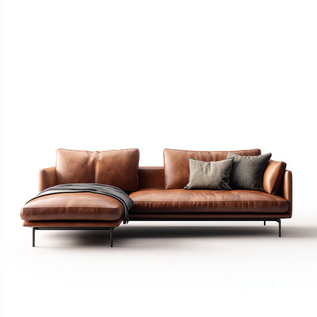 Canapé d'angle - cuir véritable - 260x155x78 cm - brun - design moderne-Interiorsta