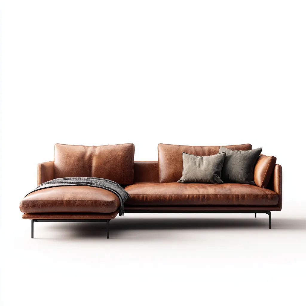 Canapé d'angle - cuir véritable - 260x155x78 cm - brun - design moderne-Interiorsta