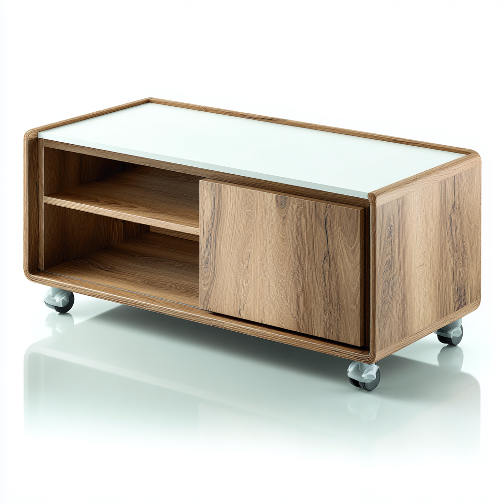 Meuble TV bois verre 100x50x45 cm - bois-blanc - design moderne-Interiorsta