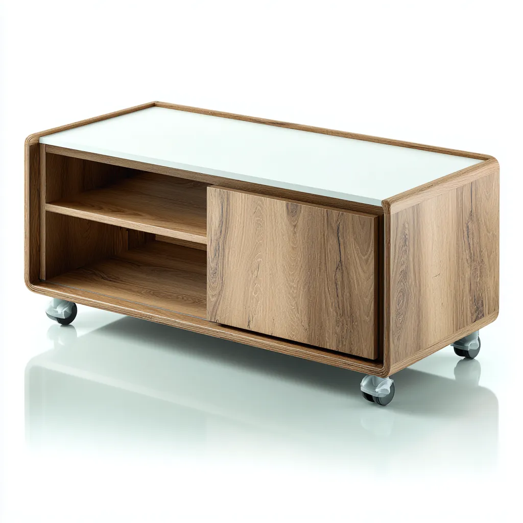 Meuble TV bois verre 100x50x45 cm - bois-blanc - design moderne-Interiorsta