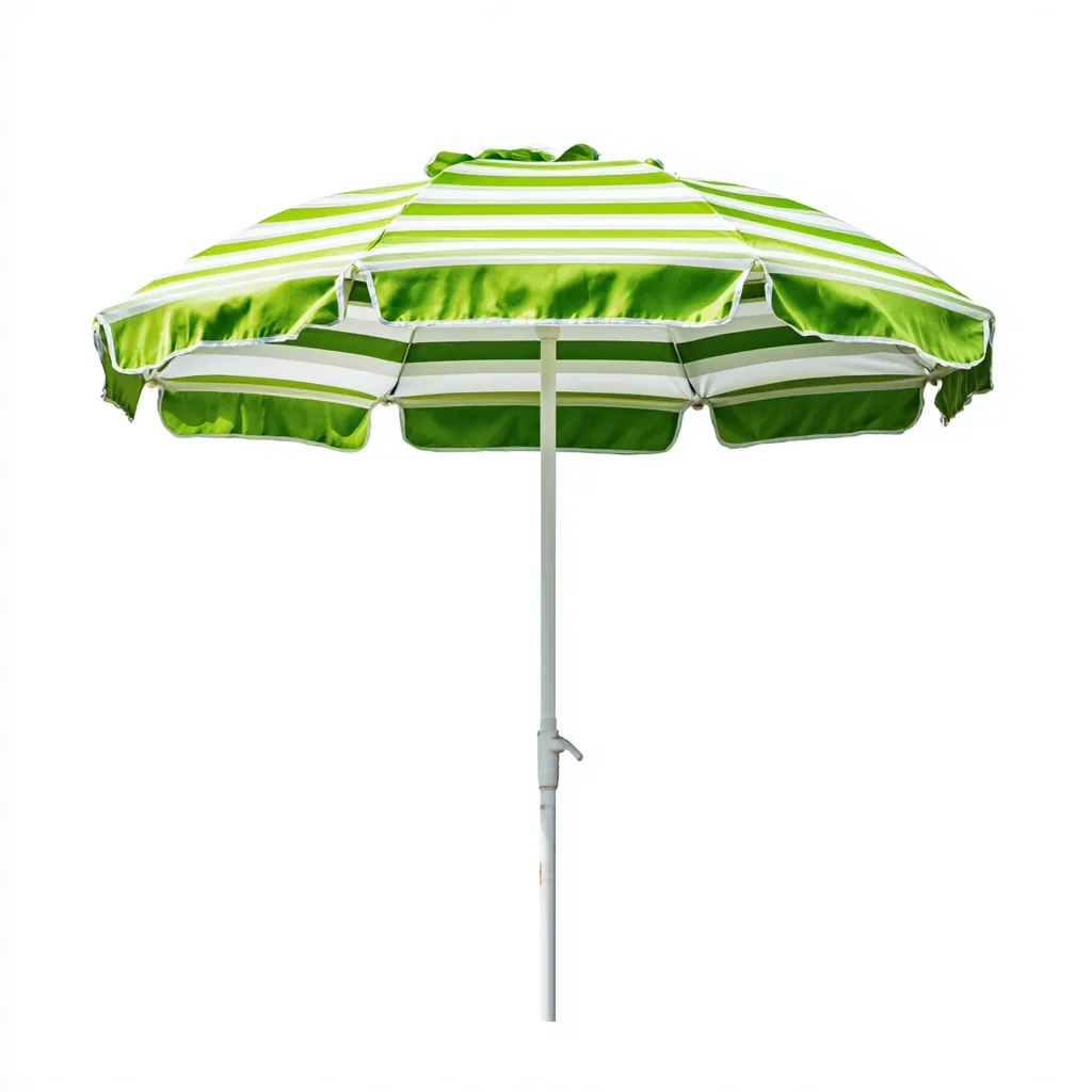 Parasol de jardin - aluminium et polyester - 200x200x220 cm - rayé vert et blanc - pour terrasse et jardin - design estival classique-Interiorsta