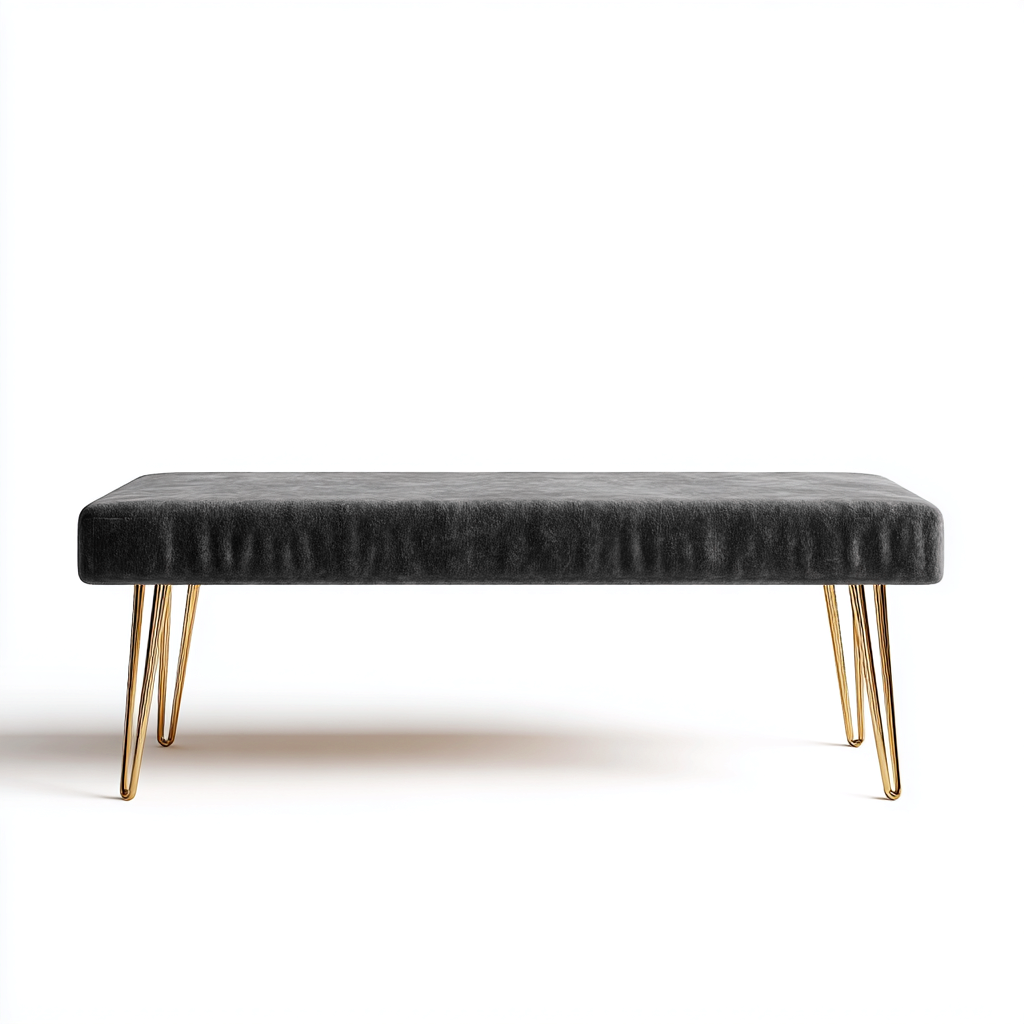 Banc de lit velours 110x36x44 cm - gris - design moderne-Interiorsta