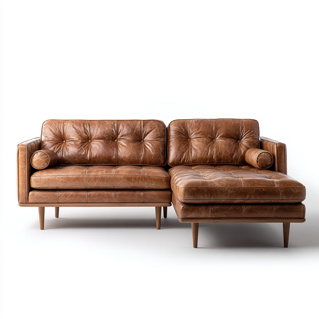 Canapé d'angle - cuir synthétique - 228x160x88 cm - brun - style classique-Interiorsta