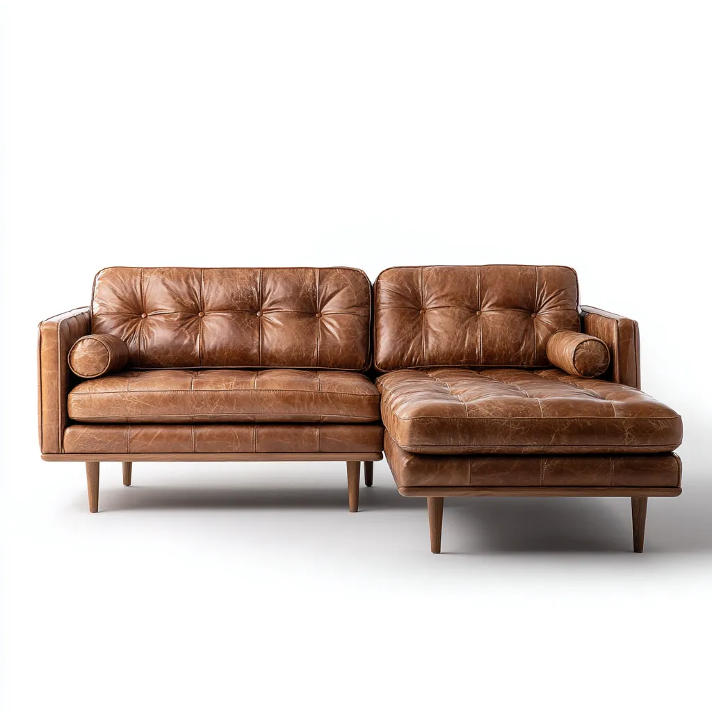 Canapé d'angle - cuir synthétique - 228x160x88 cm - brun - style classique-Interiorsta