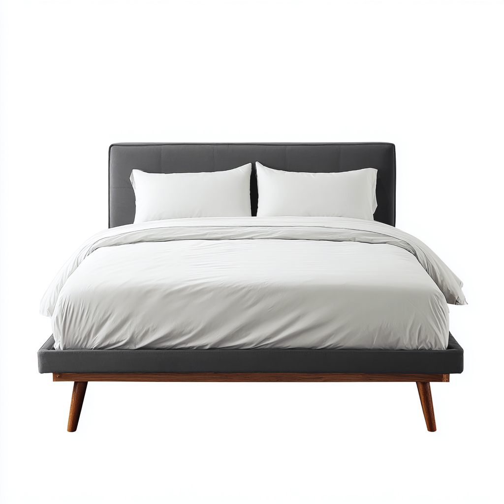 Lit double - revêtement en tissu - gris foncé - 200x180x129 cm - adapté à la chambre - design contemporain-Interiorsta