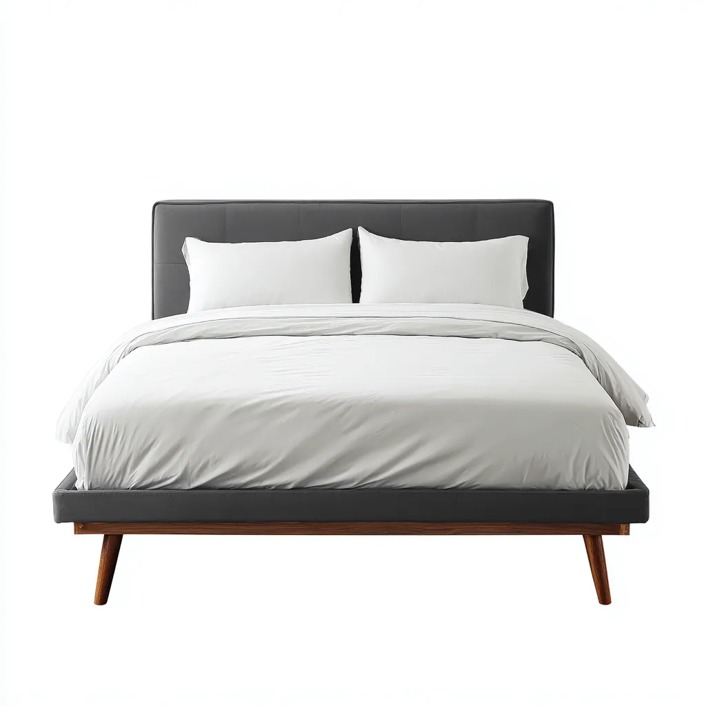 Lit double - revêtement en tissu - gris foncé - 200x180x129 cm - adapté à la chambre - design contemporain-Interiorsta