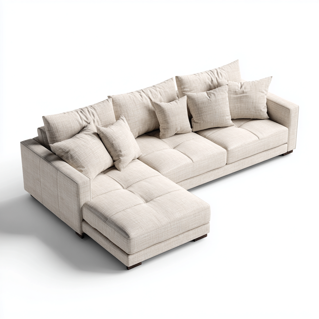 Canapé d'angle - tissu - 275x170x88 cm - beige - salon - design moderne-Interiorsta