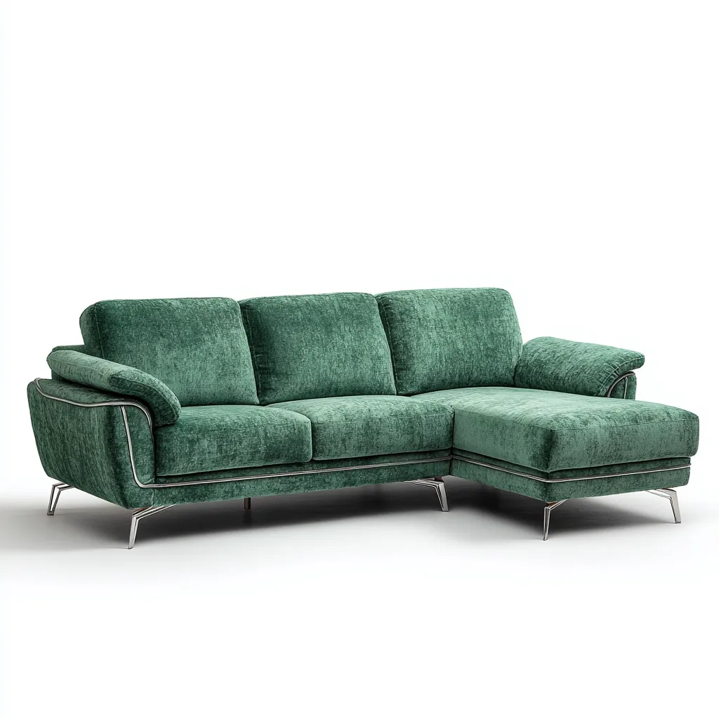 Canapé d'angle - tissu - 270x165x88 cm - vert - salon - design moderne-Interiorsta