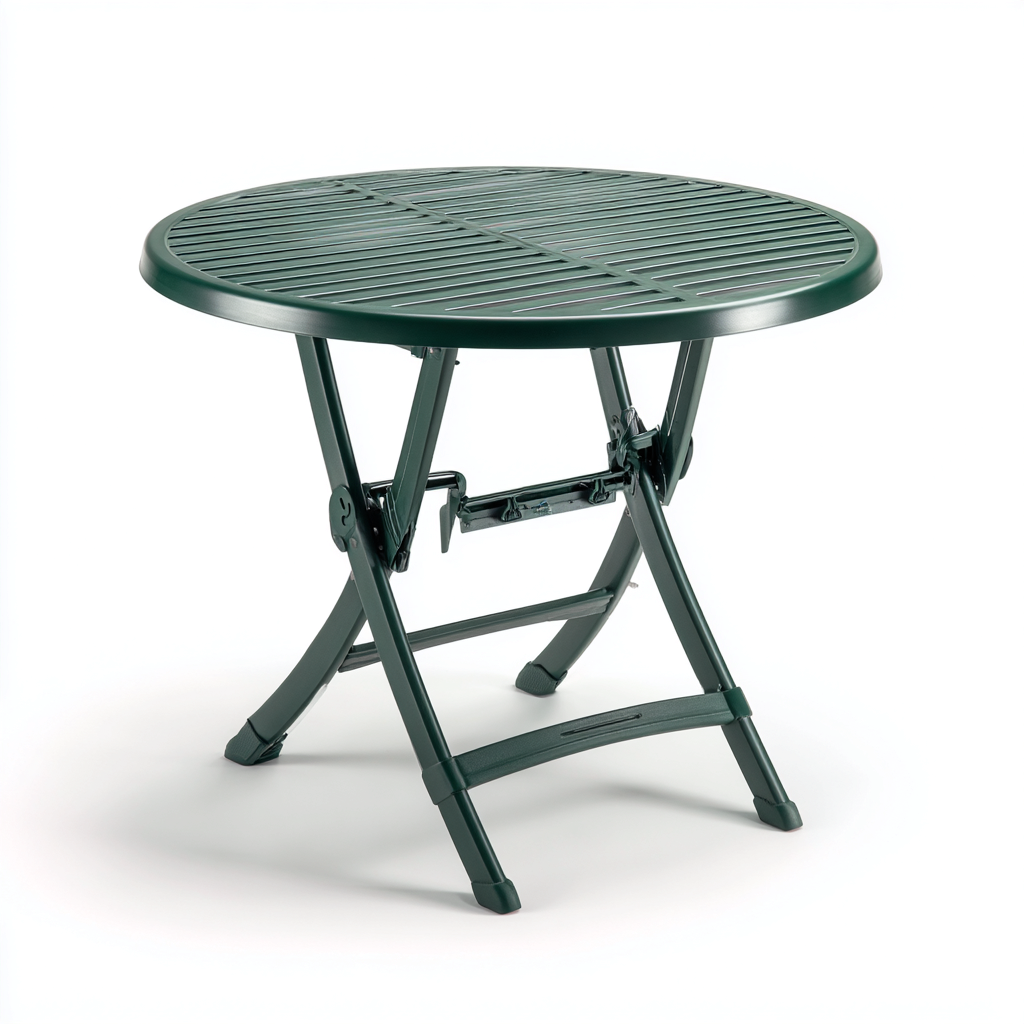 Table de jardin pliante ronde en plastique - 80x80x72 cm - vert - style moderne-Interiorsta