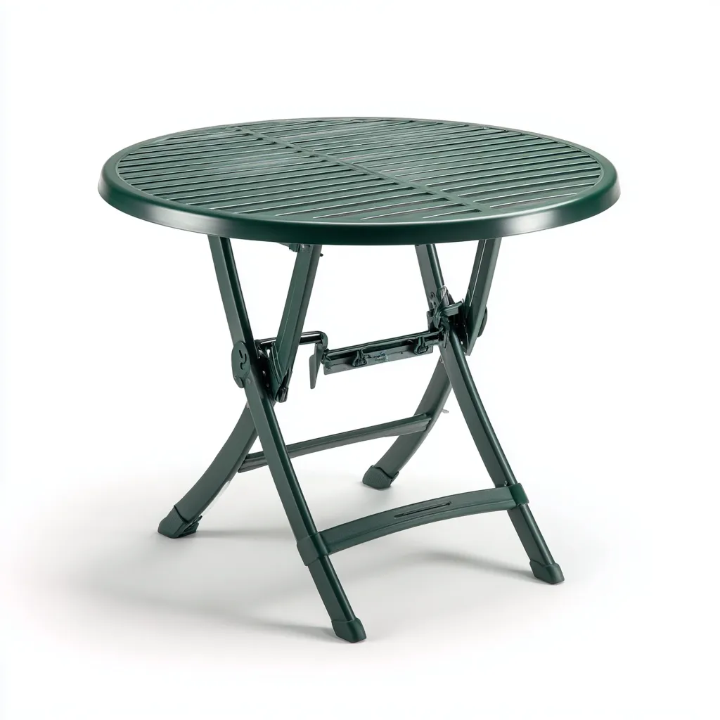 Table de jardin pliante ronde en plastique - 80x80x72 cm - vert - style moderne-Interiorsta
