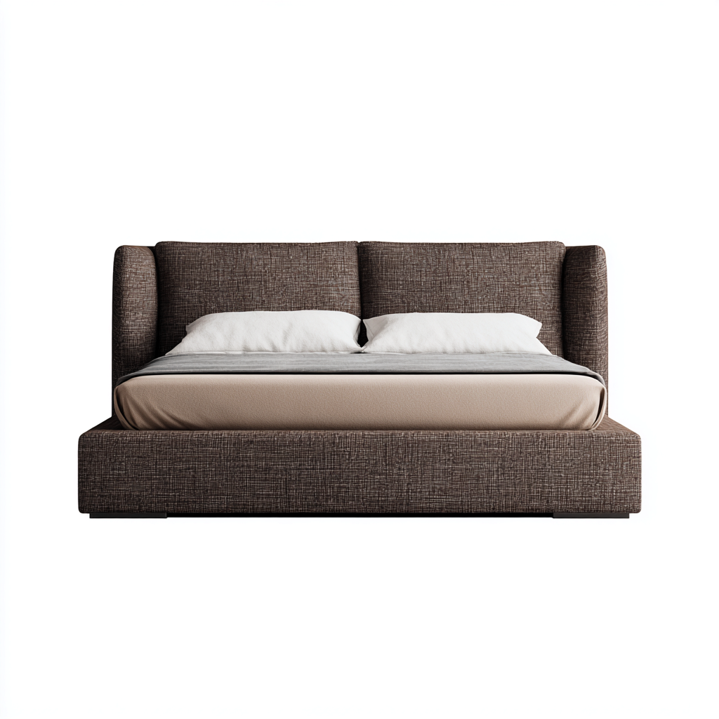 Lit double - revêtement en tissu - brun foncé - 200x180x121 cm - adapté à la chambre - design contemporain-Interiorsta