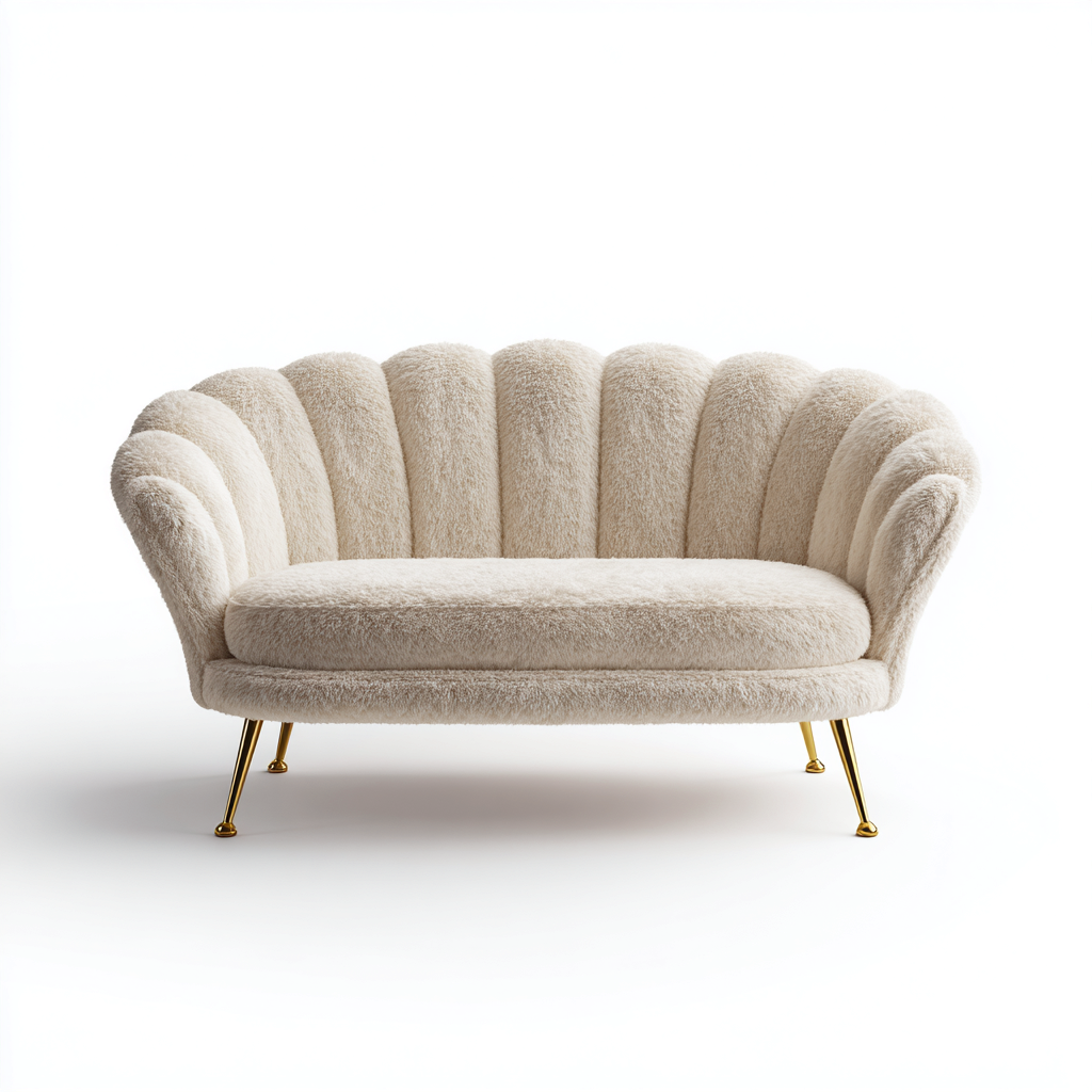 Canapé 2 places tissu bouclé 155x85x82 cm beige pour salon - design contemporain-Interiorsta