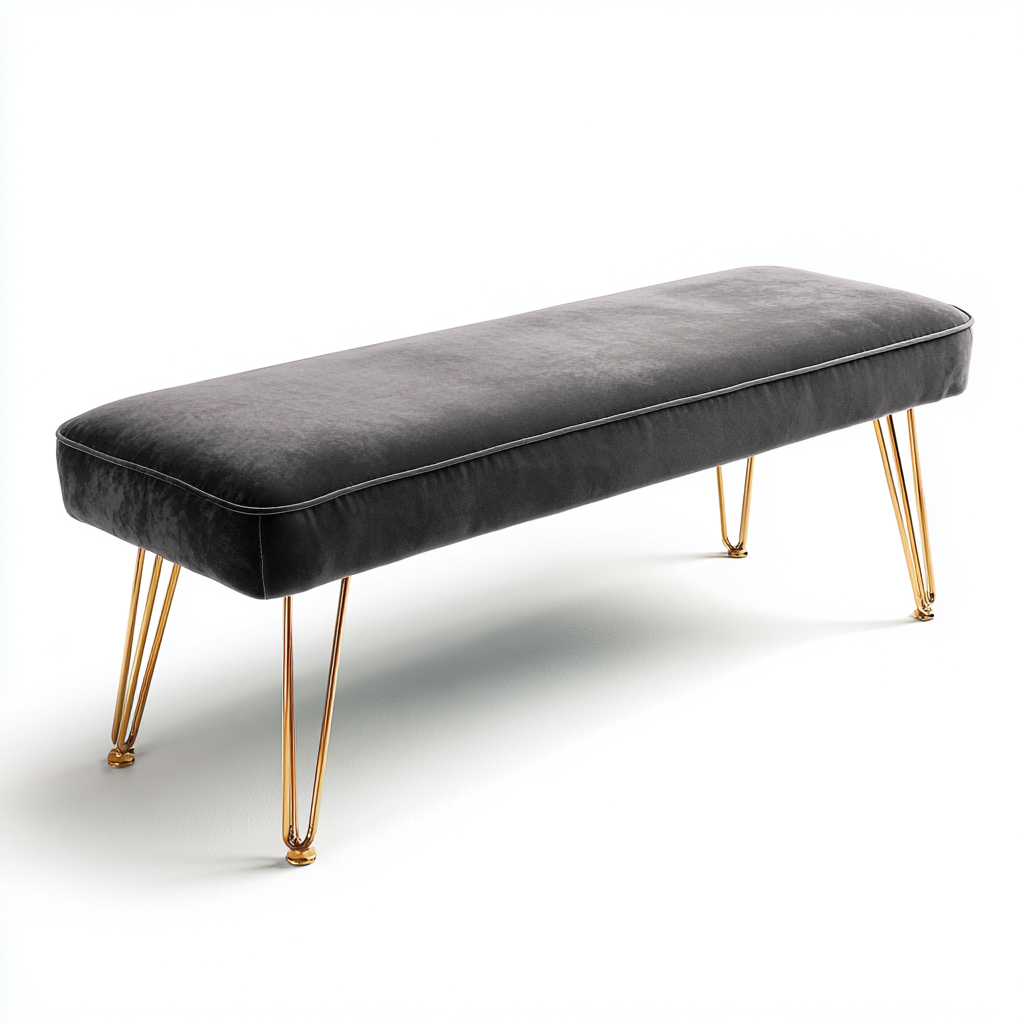 Banc de lit velours 115x38x45 cm - gris - design moderne-Interiorsta