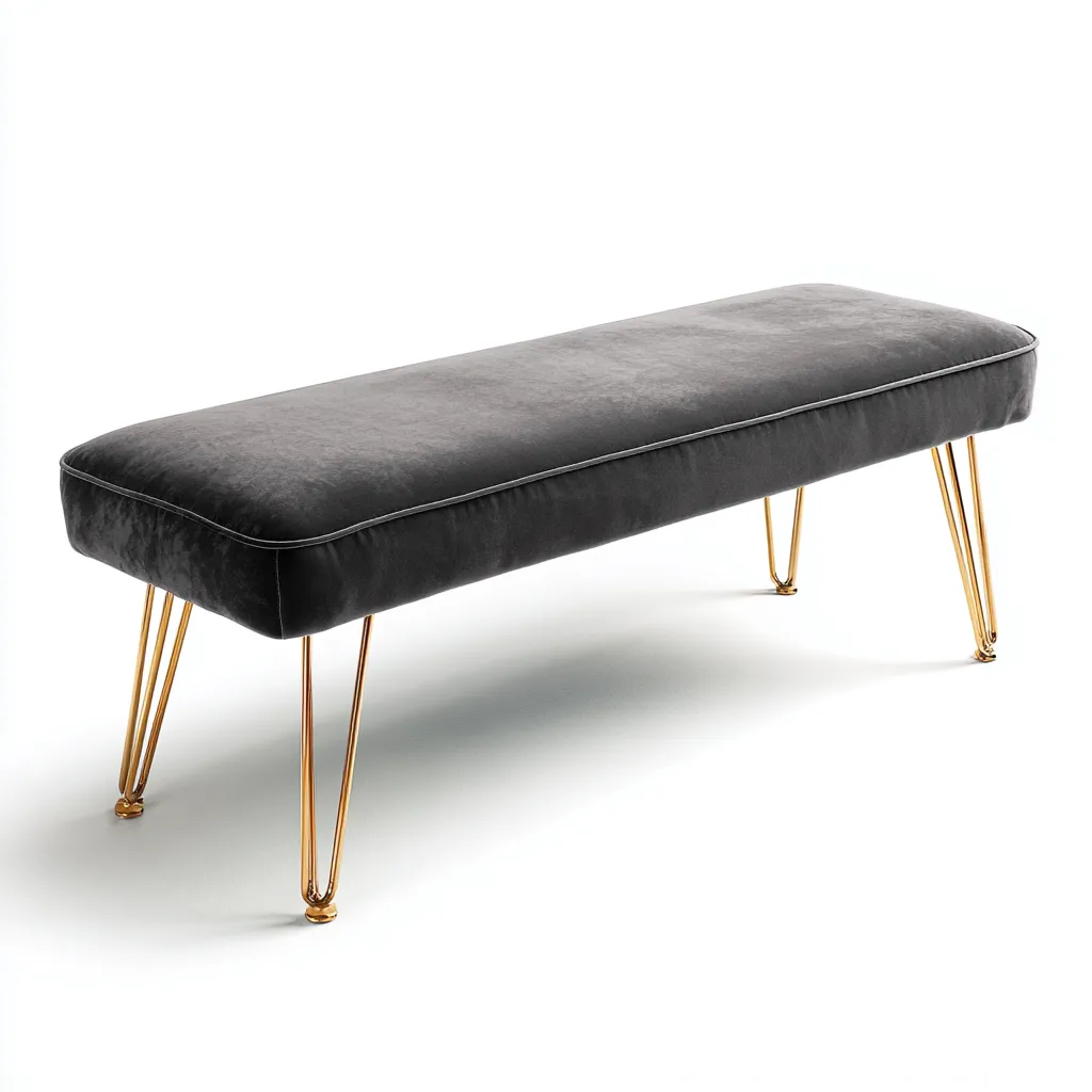 Banc de lit velours 115x38x45 cm - gris - design moderne-Interiorsta
