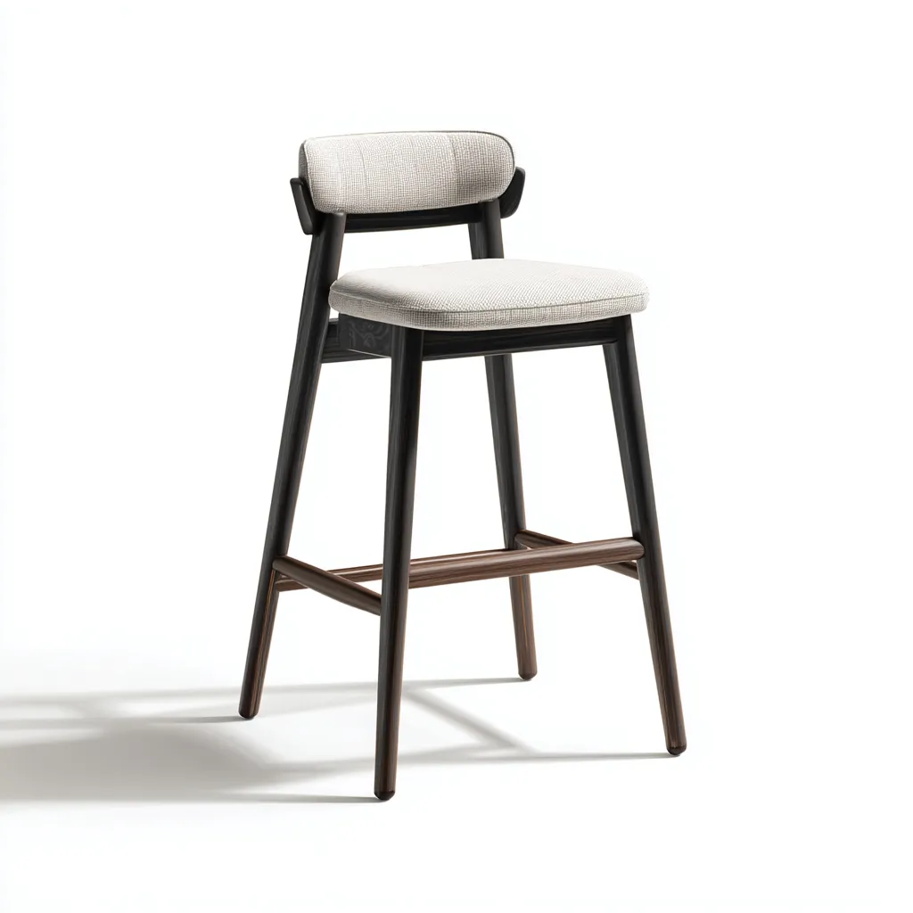 Tabouret de bar bois et tissu 45x45x95 cm - marron foncé - beige - design moderne pour salle à manger-Interiorsta