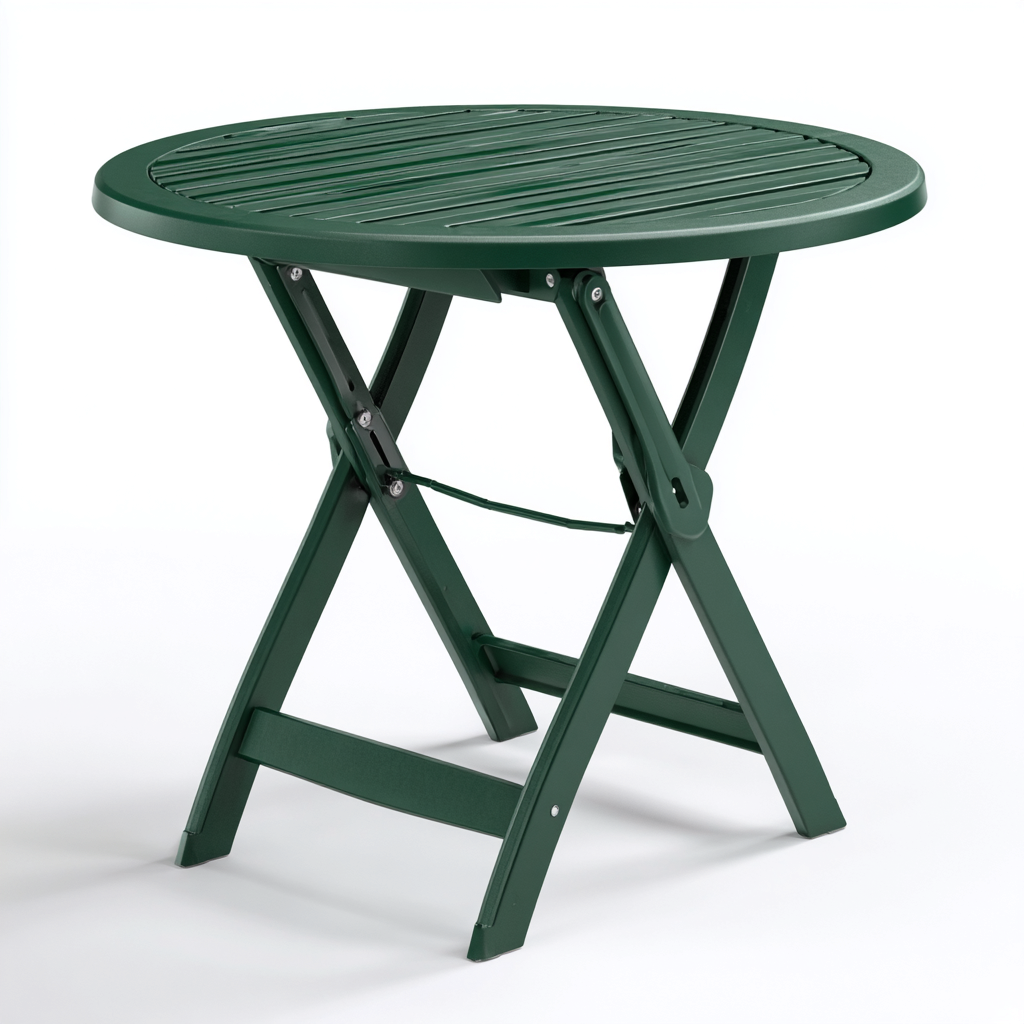 Table de jardin pliante ronde en plastique - 85x85x72 cm - vert - style moderne-Interiorsta