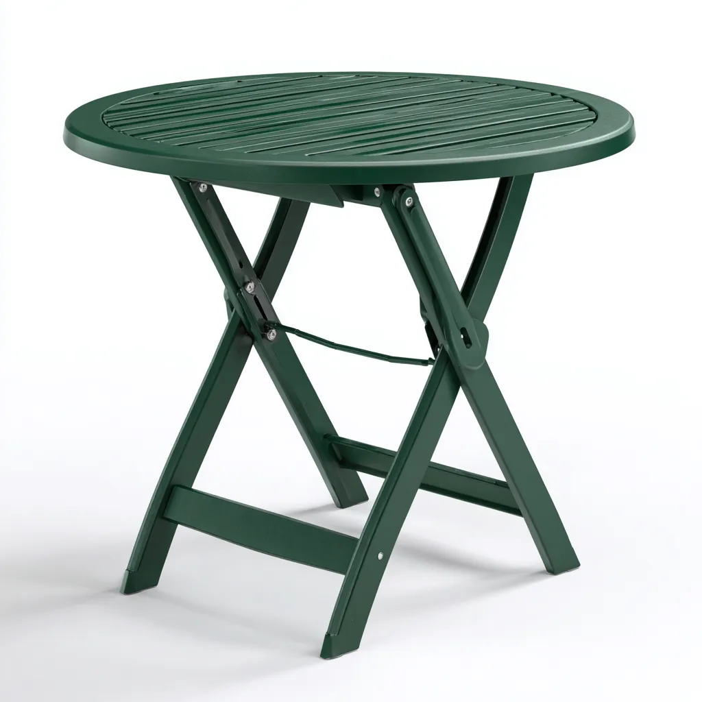 Table de jardin pliante ronde en plastique - 85x85x72 cm - vert - style moderne-Interiorsta