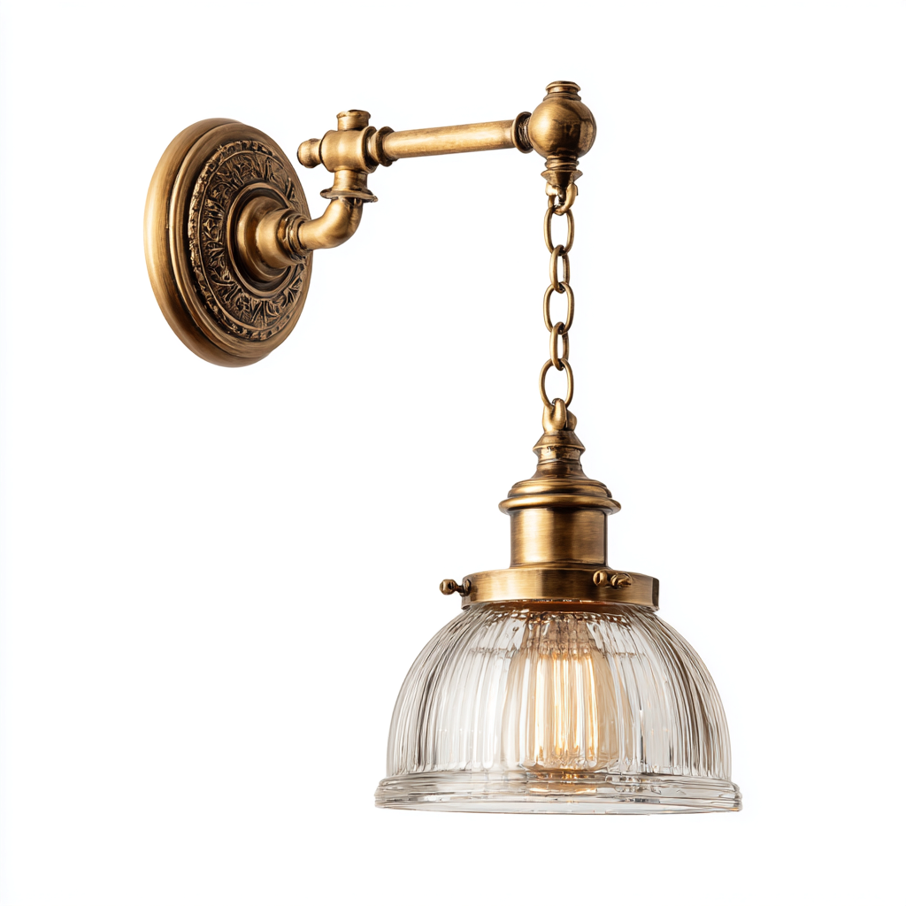 Applique murale métal et verre 18x25x32 cm - laiton - style vintage - pour intérieur-Interiorsta