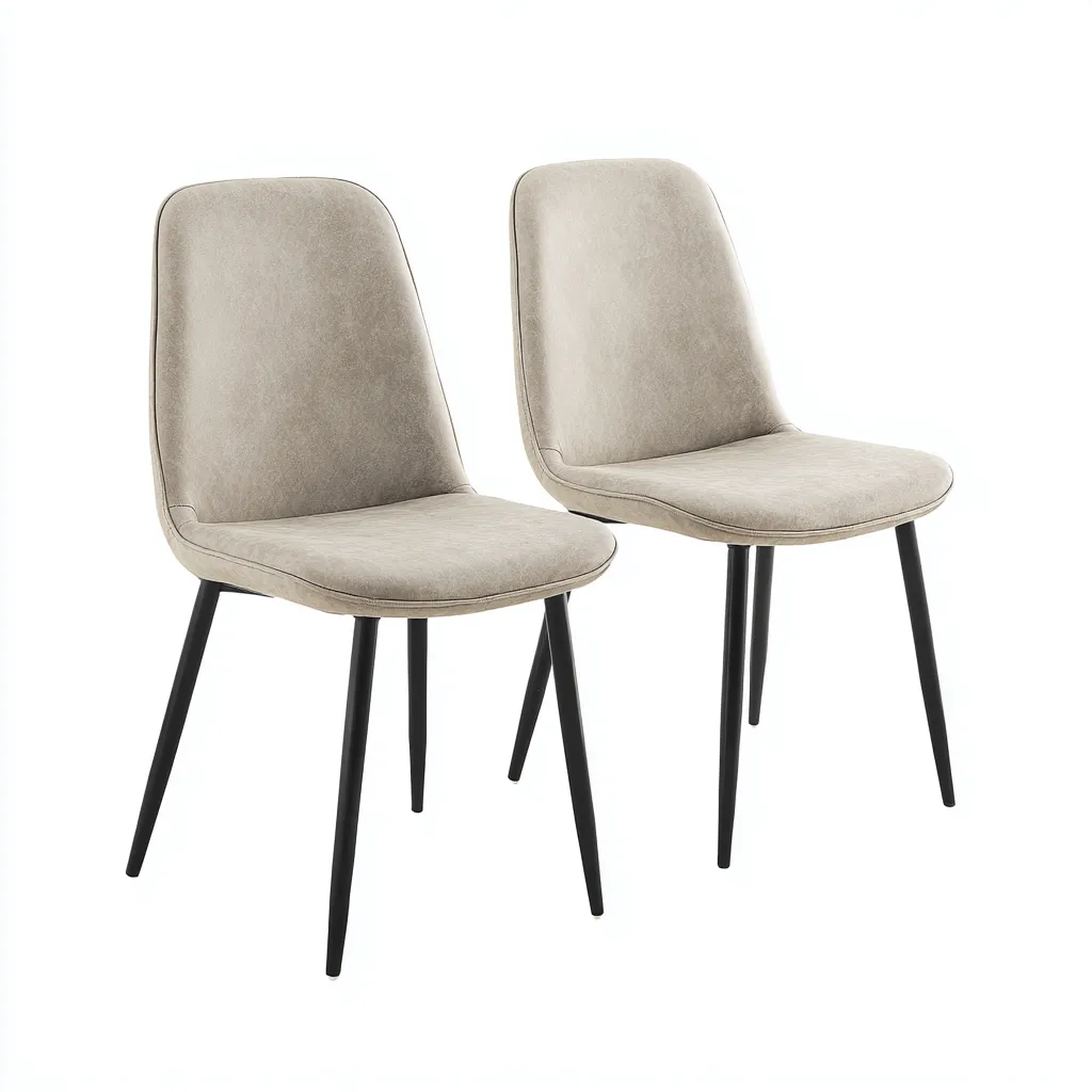 Chaise de salle à manger - similicuir - 45x40x82 cm - beige - design contemporain-Interiorsta