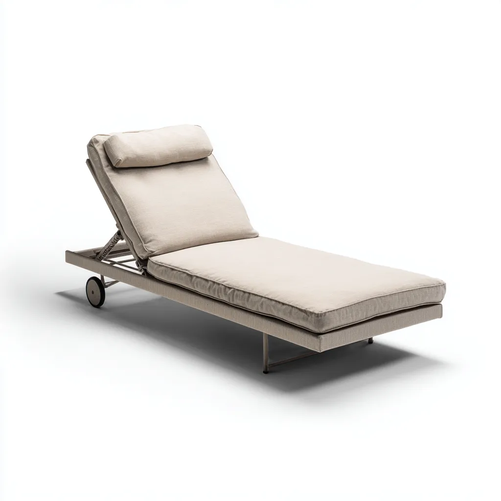 Chaise longue en métal 200x70x38 cm - beige - coussin épais - style moderne - usage extérieur-Interiorsta