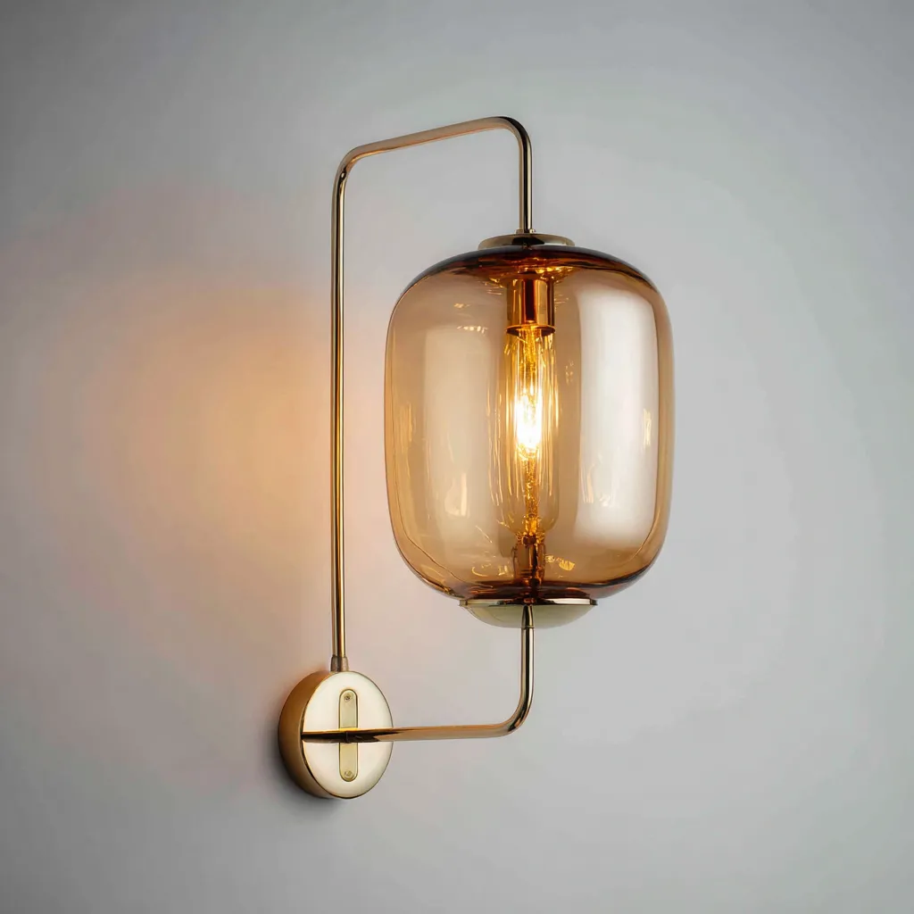 Applique murale métal et verre 20x15x32 cm or-ambre - design moderne-Interiorsta