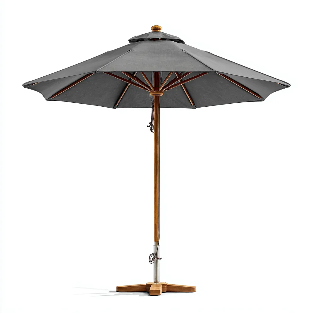 Parasol de jardin - bois et polyester - 300x300x250 cm - gris - pour terrasse et jardin - design moderne-Interiorsta