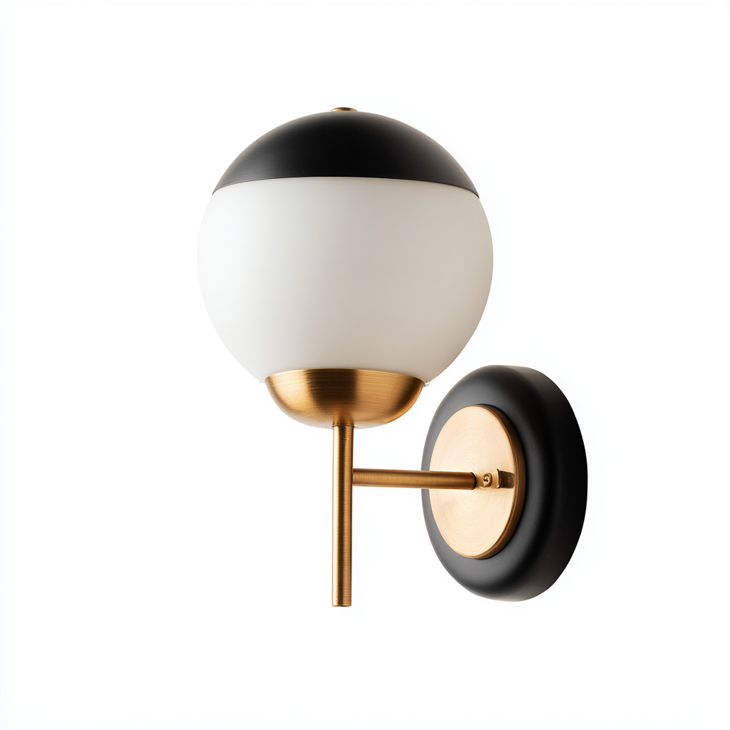 Applique murale métal-verre 16x20x28 cm noir-or blanc design moderne-Interiorsta