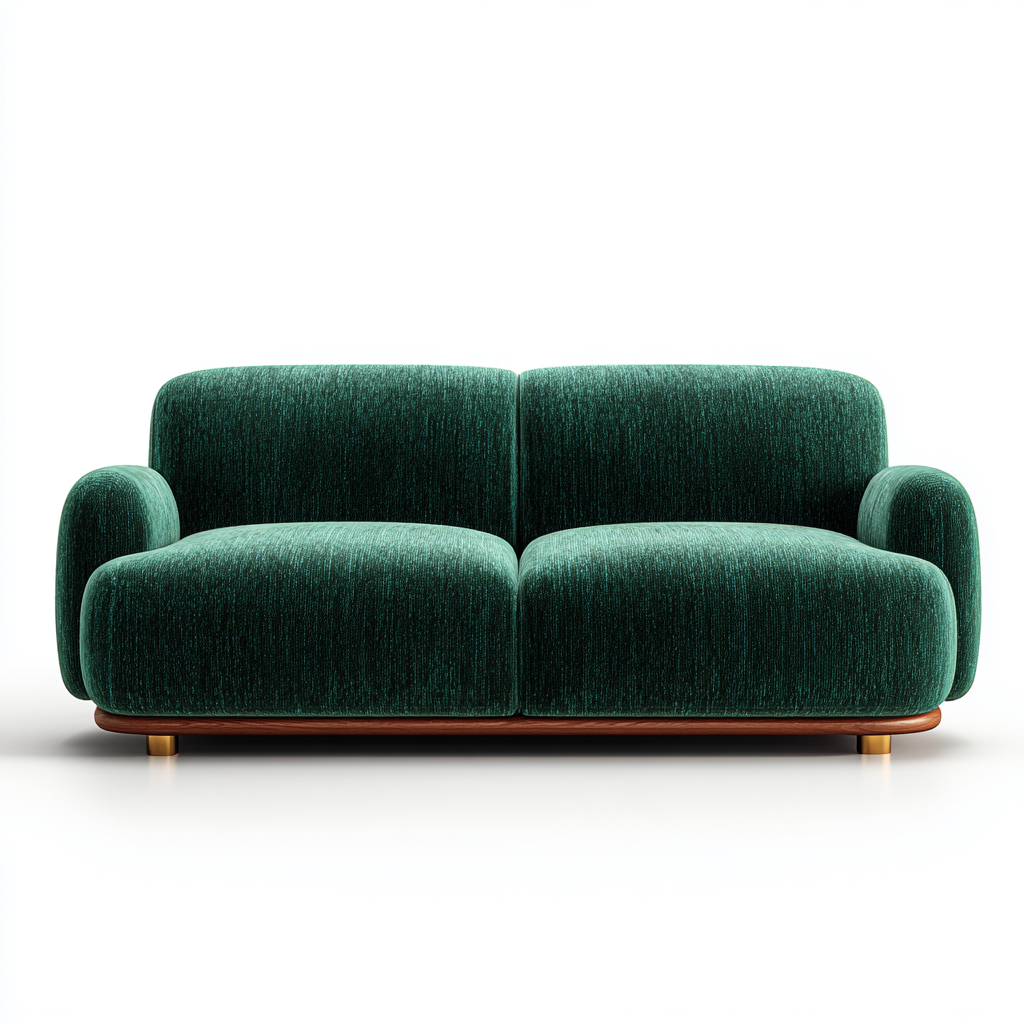 Canapé 2 places en tissu 178x95x84 cm - vert foncé - adapté au salon - style moderne arrondi-Interiorsta